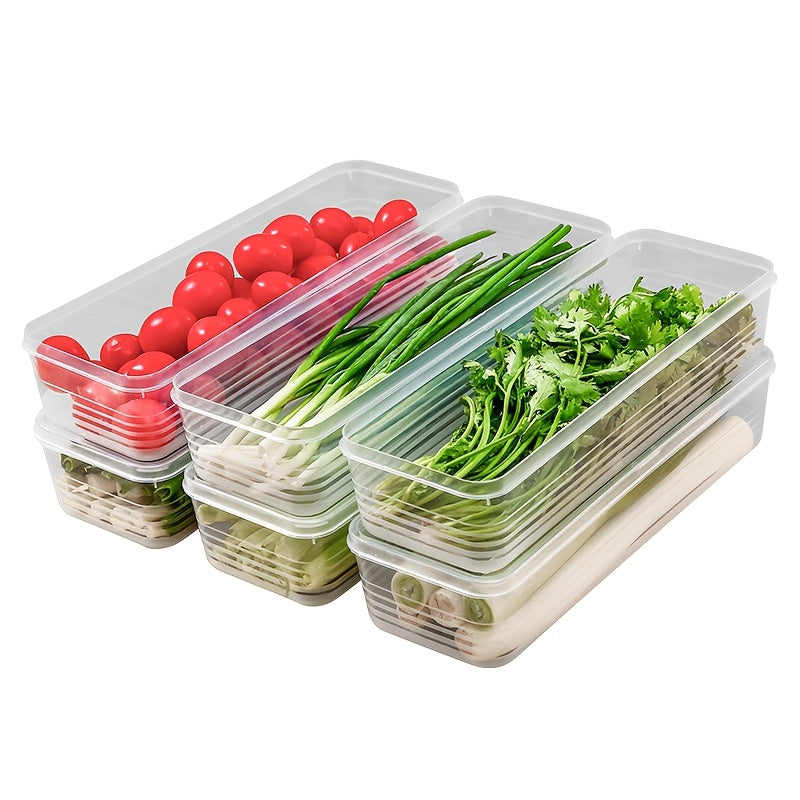 2 plastic storage containers with durable seals for keeping vegetables fresh in the refrigerator, including cilantro, green onions, and mint.