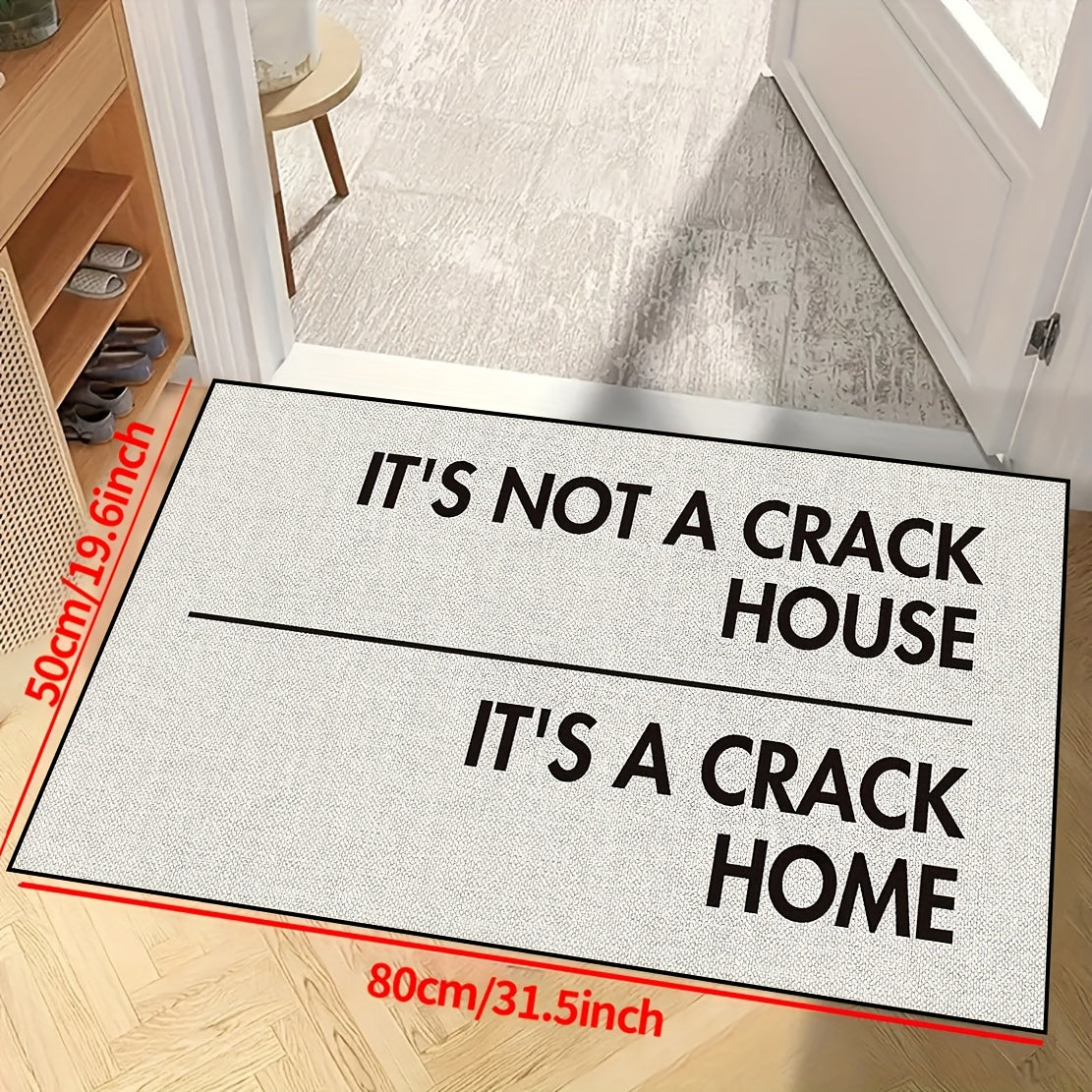 Non-slip machine washable polyester door mat with a white background and crackle home design. Perfect for indoor and outdoor use, this mat is suitable for bedrooms, rooms, hallways, courtyards, as well as photo props and gifts. Measuring 15x23 inches, it