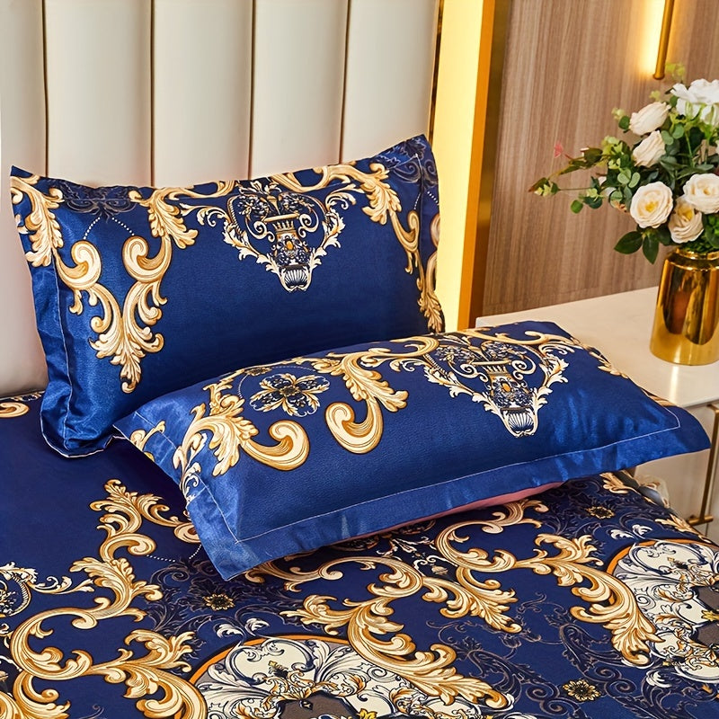 Jacquard Bed Skirt Set with Pillowcases, featuring a charming Lace Hem and Floral Pattern. Made of Soft and Comfortable 100% Polyester, this set is machine washable for easy care. Available in Contemporary Style with a Woven Fabric design, weighing 120g.