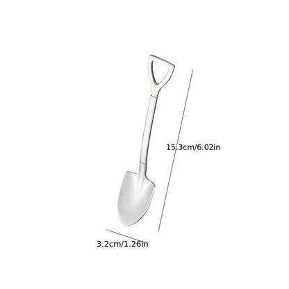 Set of 8 Stainless Steel Coffee & Ice Cream Spoons - Unique Shovel-Shaped Design with Comfortable Handles, Ideal for Events and Celebrations