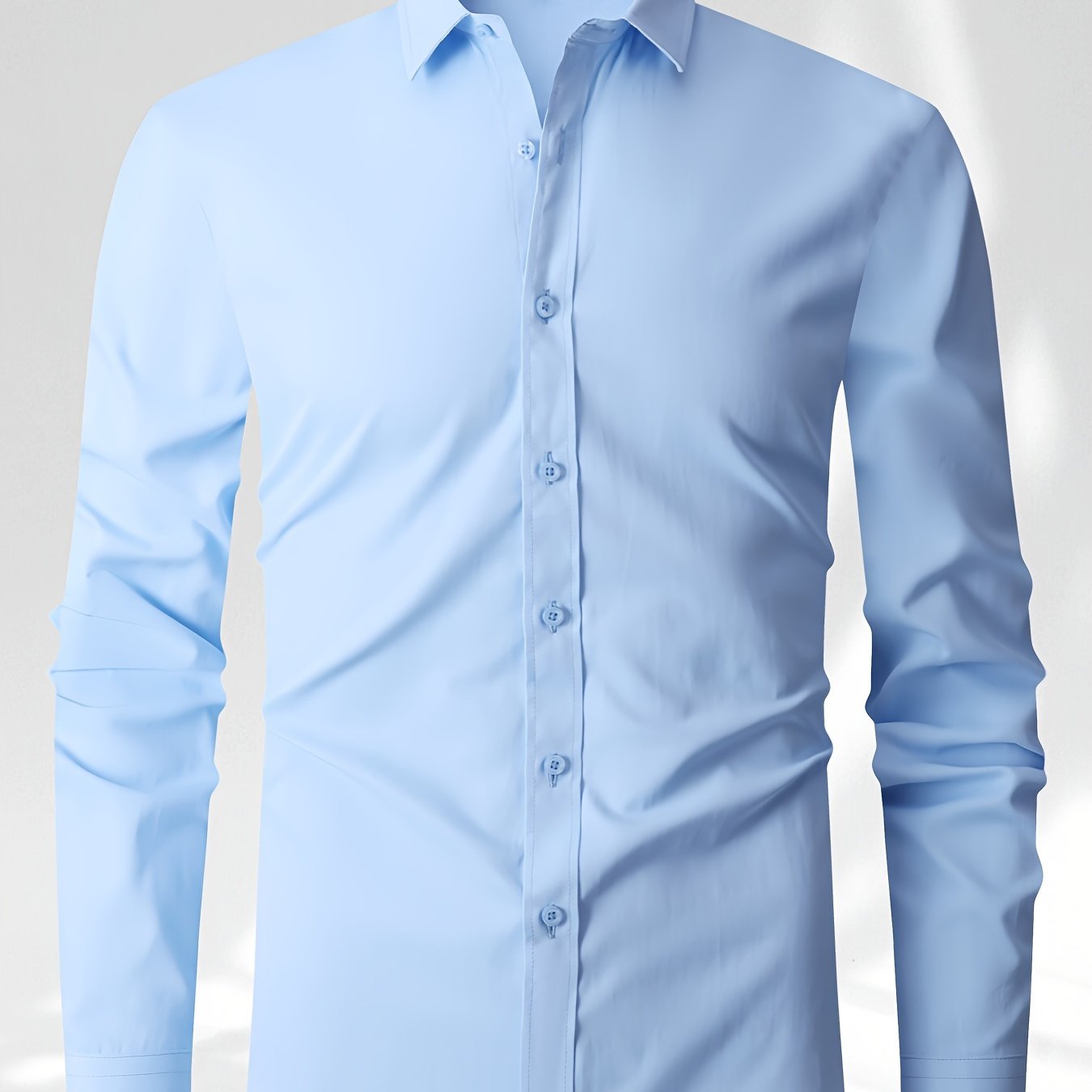 Classic men's button-down dress shirt in solid color, suitable for business casual office wear in the spring season.