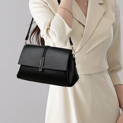 2024 Women's versatile genuine evening bag with high-end stylish shoulder crossbody design featuring three layers and large capacity square bag.