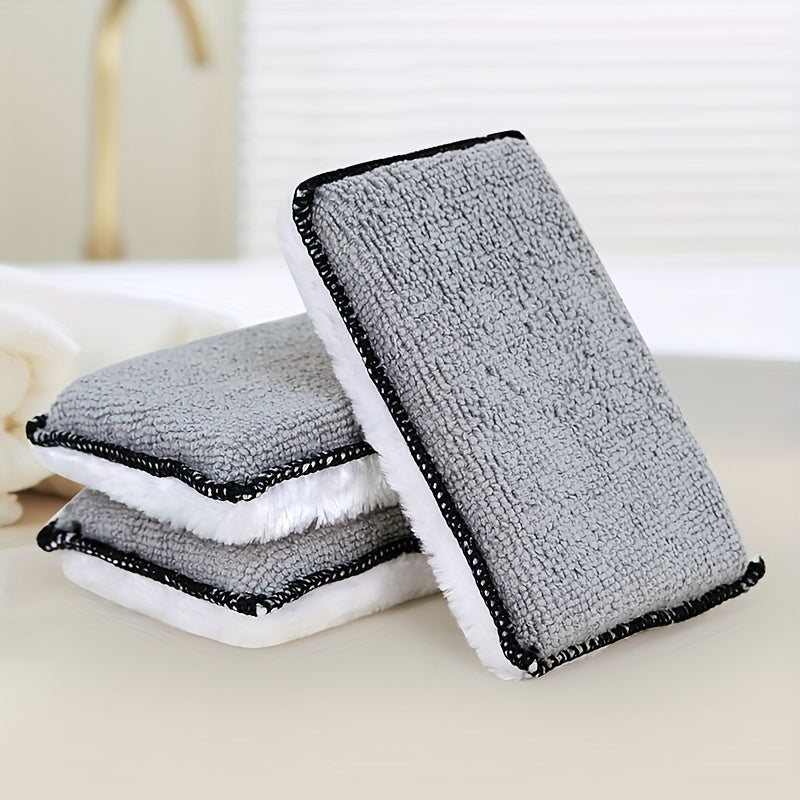 Microfiber Cleaning Sponge for Precision Cleaning - Dual Sided and Long-Lasting for Detailing Cars, Faux Leather, and Kitchen Surfaces - Stylish Gray with Black Trim - Versatile Cleaning Tool