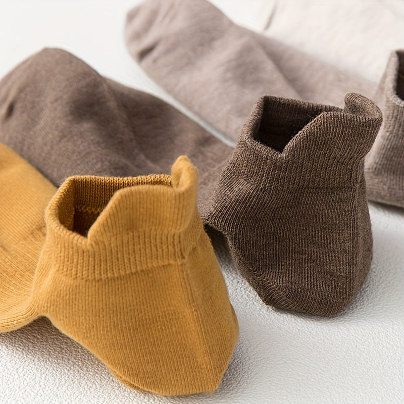 5 pairs of men's breathable, sweat-absorbing, anti-odor short socks for summer, with anti-skid features.