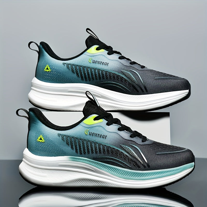 Men's Stylish Platform Woven Shoes for Outdoor Road Running, Breathable and Shock-absorbing.