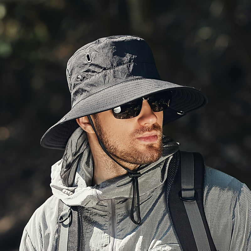 Men's Sunshade Big Brim Hat for Sun Protection, Cycling, Mountaineering, Fishing - Outdoor Bucket Hat for 1pc