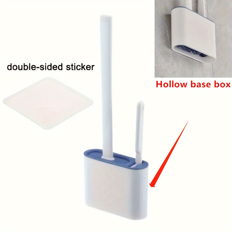 1 set of 2 toilet brushes and a sealed toilet seat box, wall-mounted with a long handle and silicone soft brush head for multi-functional use in households.