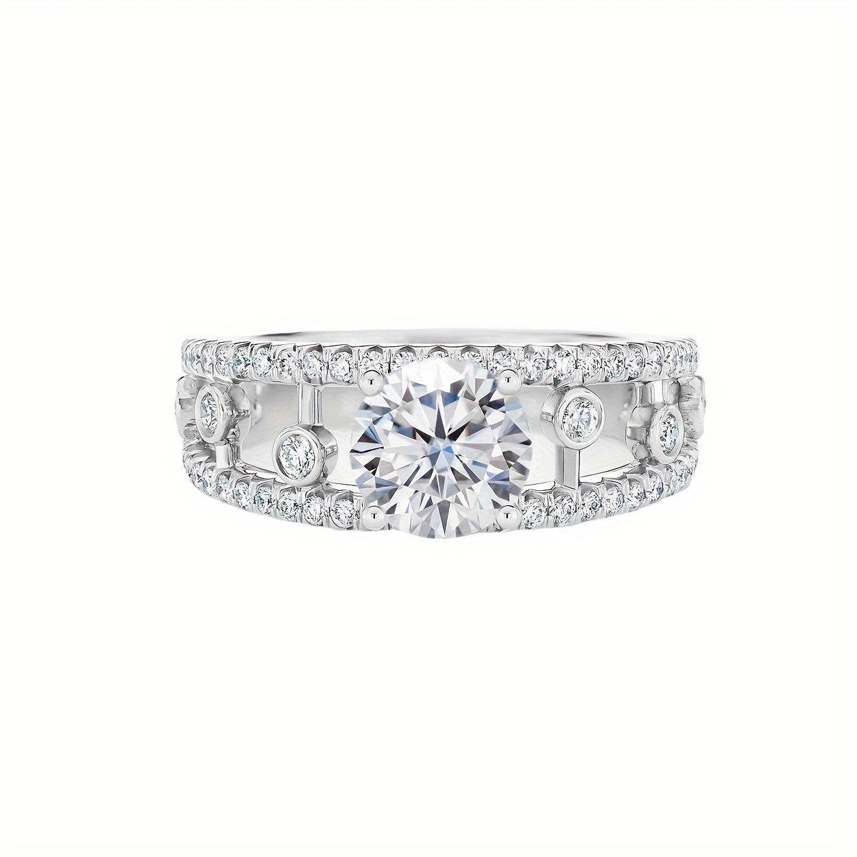 Stunning 1 Carat Round Moissanite Crown Ring in 925 Sterling Silver - Ideal for Proposing, Celebrating Love, or Marking a Special Anniversary with Her