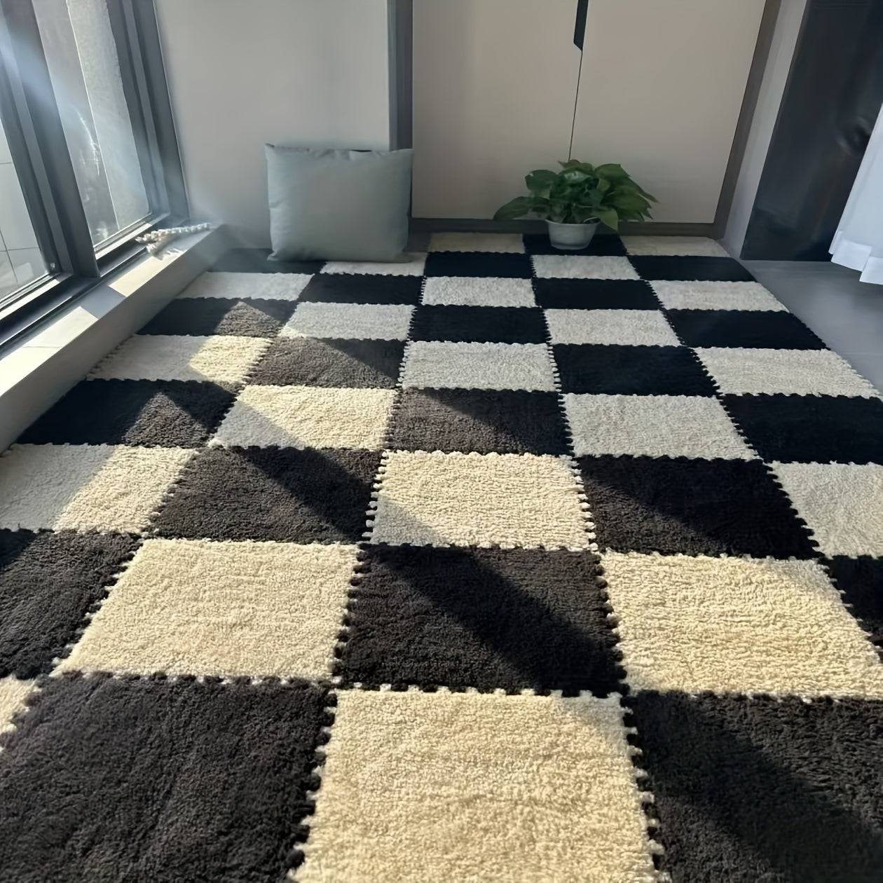 Modern plush patchwork carpet suitable for all seasons, ideal for bedroom, living room, coat room, rental house renovation - 40 pieces.