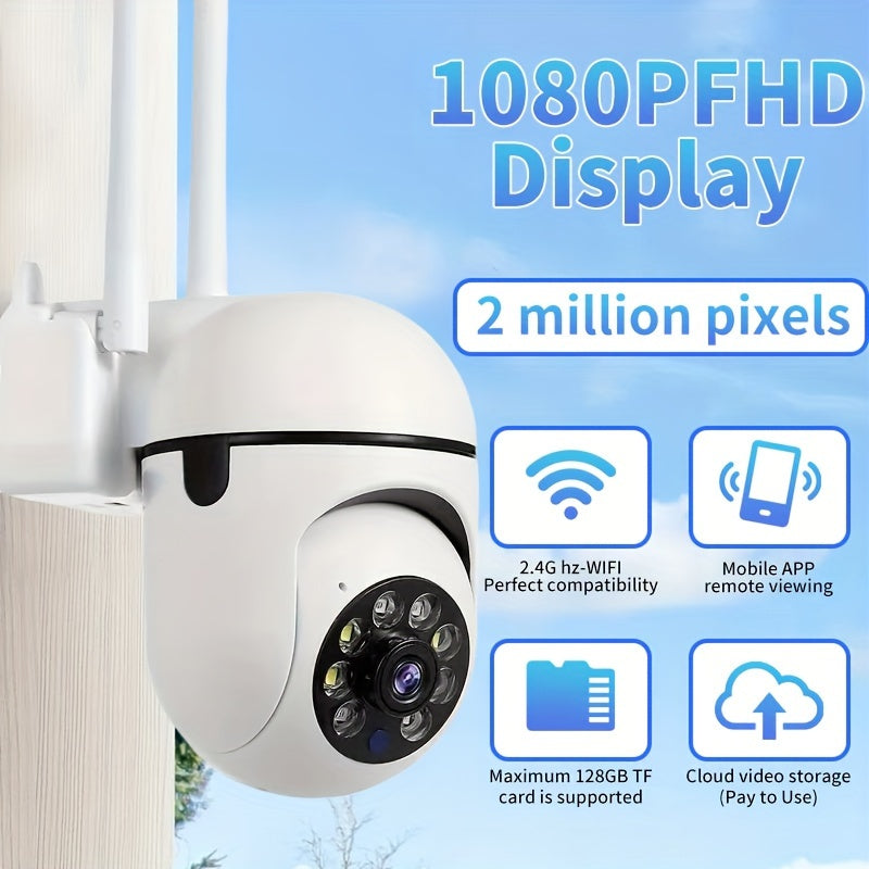 Monitor your home outdoors with the 1080P HD Wireless Home Security Camera. This camera features night vision, USB charging, and smartphone app control for easy monitoring.