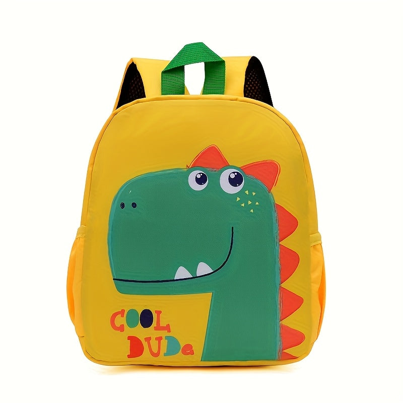 Kids' sturdy nylon backpack with adjustable straps, roomy interior, and side pockets for bottles and umbrellas - featuring a stylish cartoon design for both boys and girls.