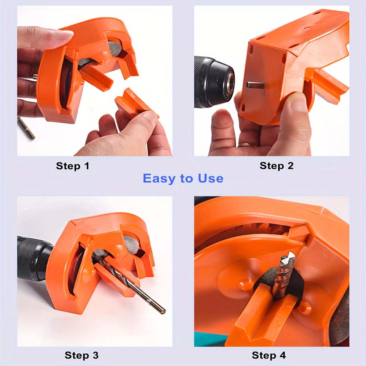 Sharpen multiple drill sizes in 5 seconds with the portable electric drill bit sharpener.