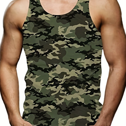 Men's camo tank top for bodybuilding and summer fashion, best-sellers for plus size men.