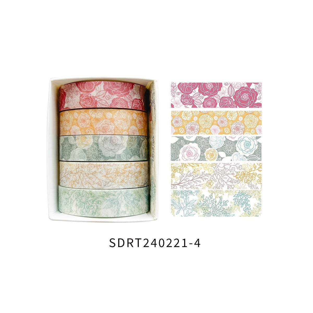 5 Rolls of Plant Series Washi Tape Stickers for Diaries, Handbooks, Photo Albums, Schedules, and Party Decorations