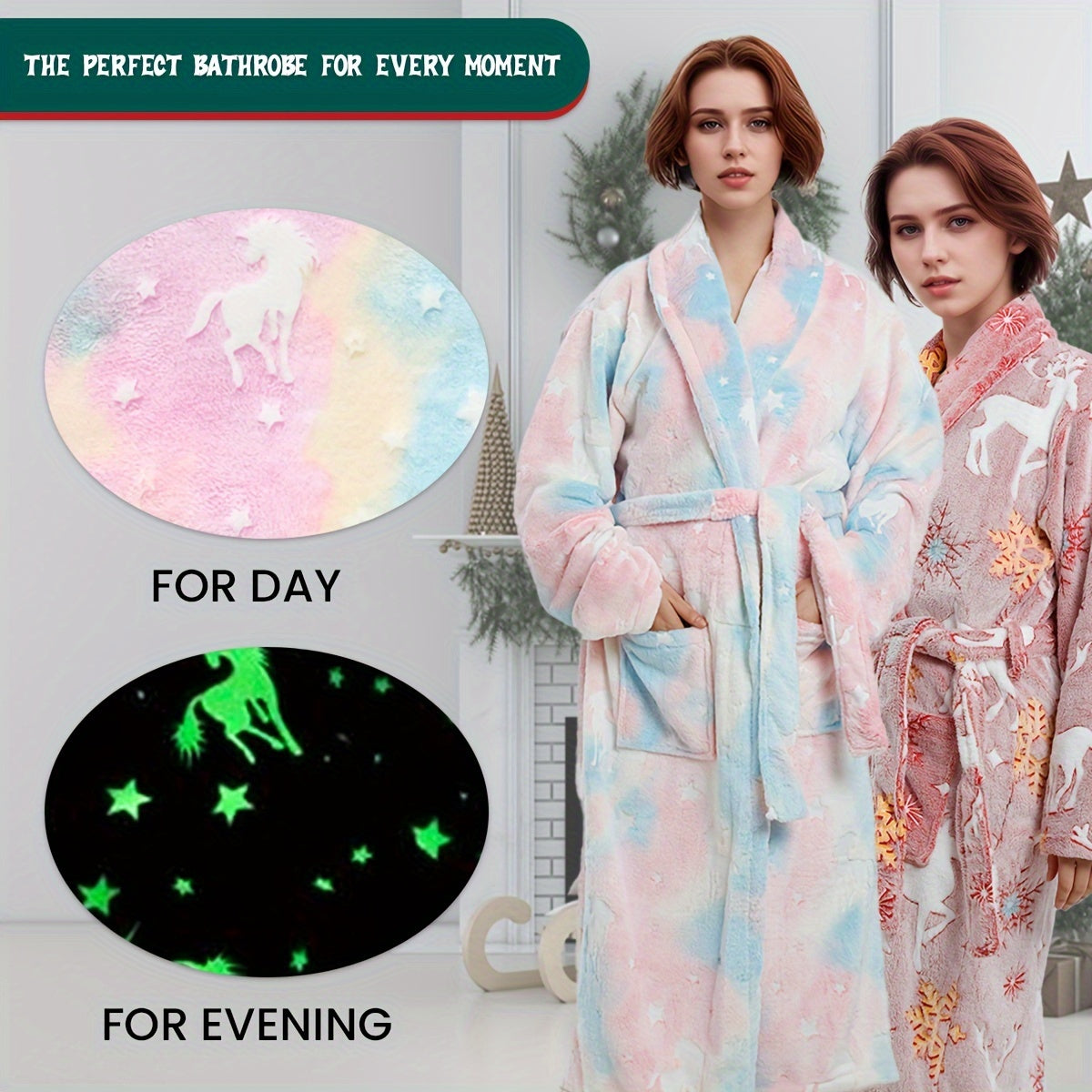 Soft cartoon print bathrobe - cozy, machine washable for shower & sleep.