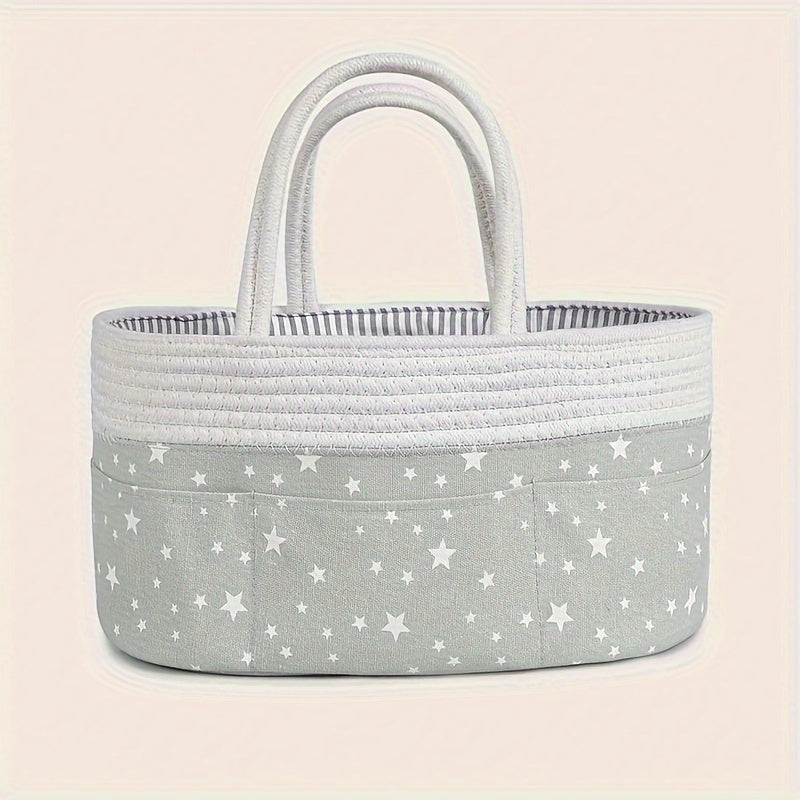 Portable Storage Basket with Star Design, Diaper Caddy Organizer and Storage Bin