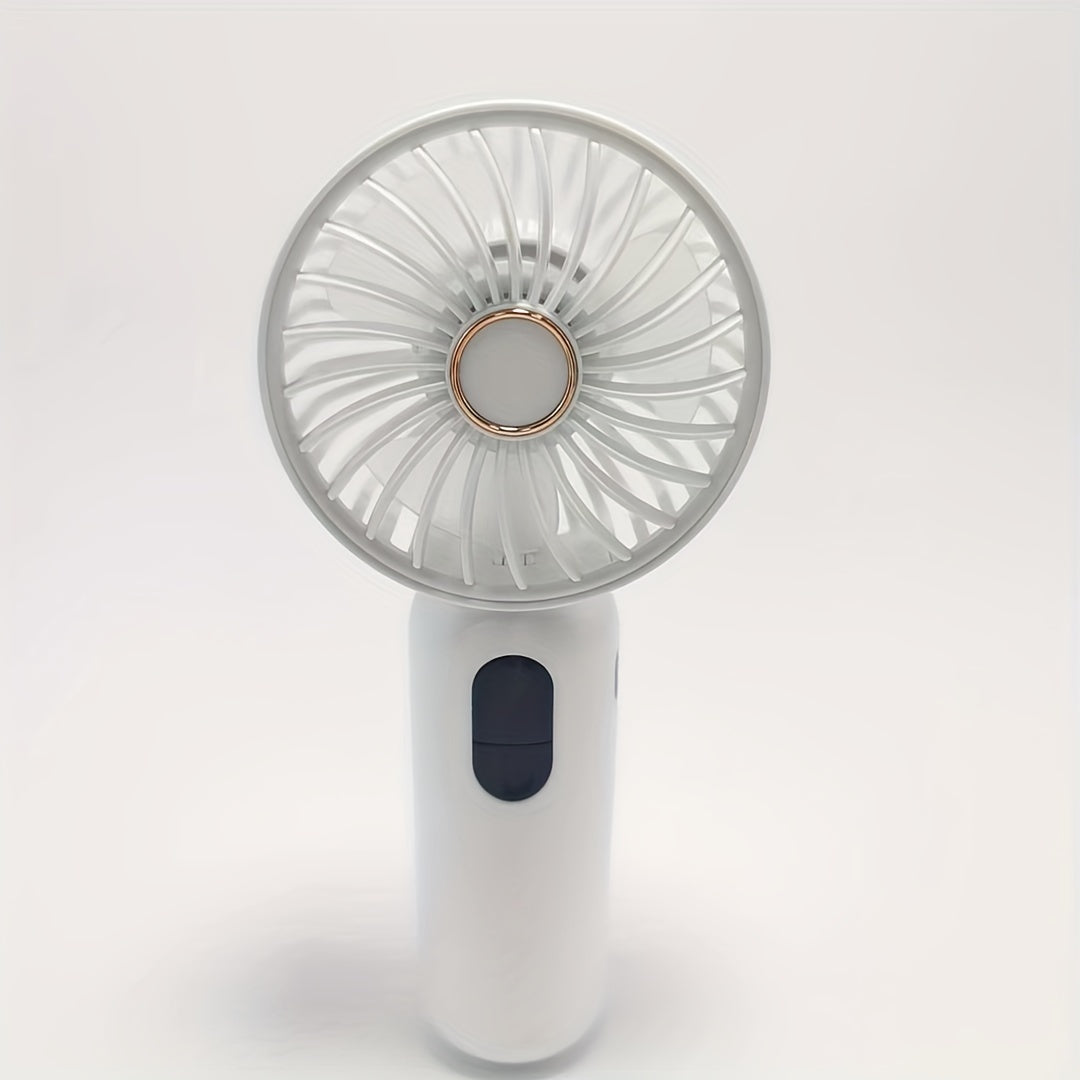 New handheld mini fan, USB rechargeable for office and outdoor use, silent and durable with a portable design perfect for camping.