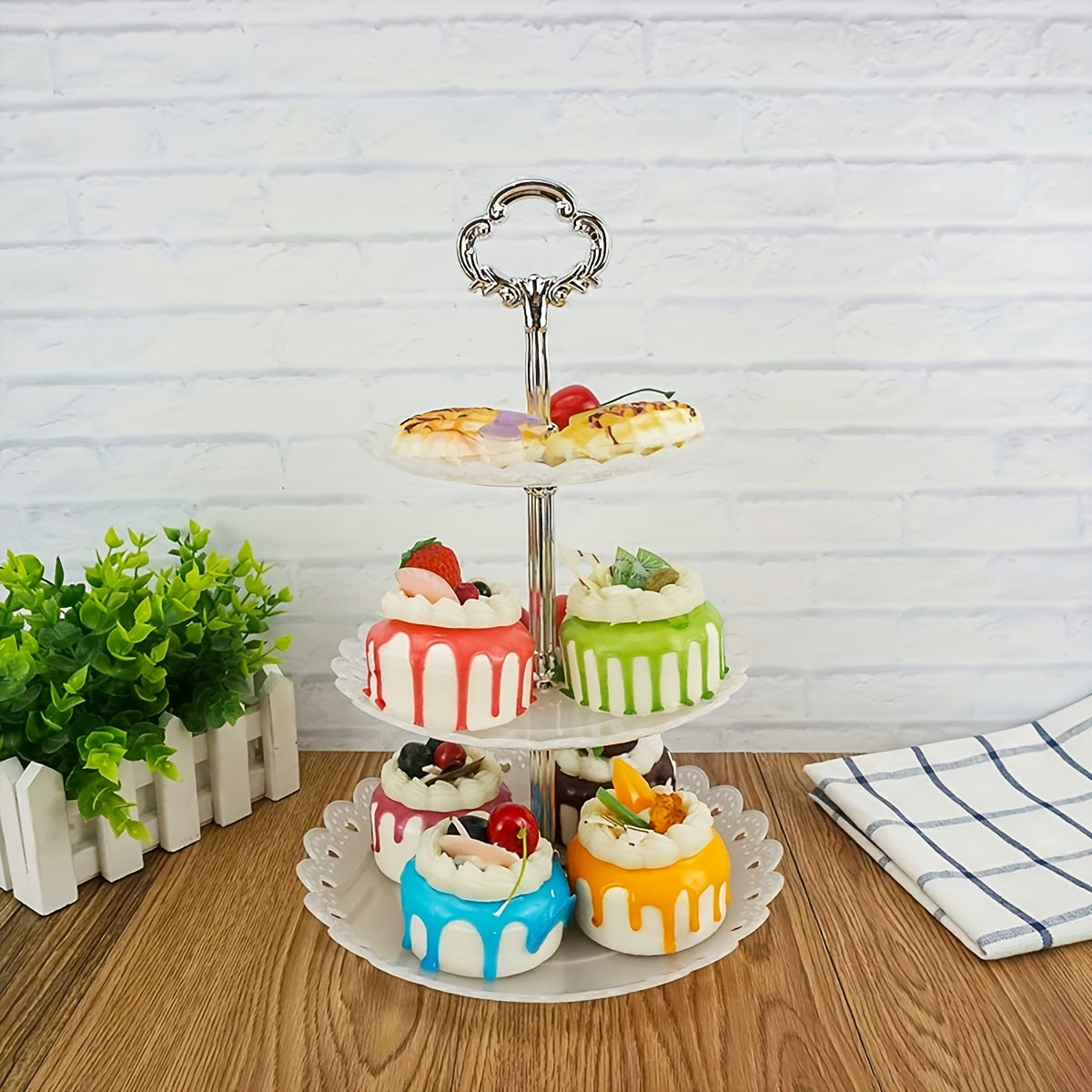 1pc, 3-tier serving stand for cakes, cupcakes, desserts, and table decorations perfect for various occasions like parties and holidays.