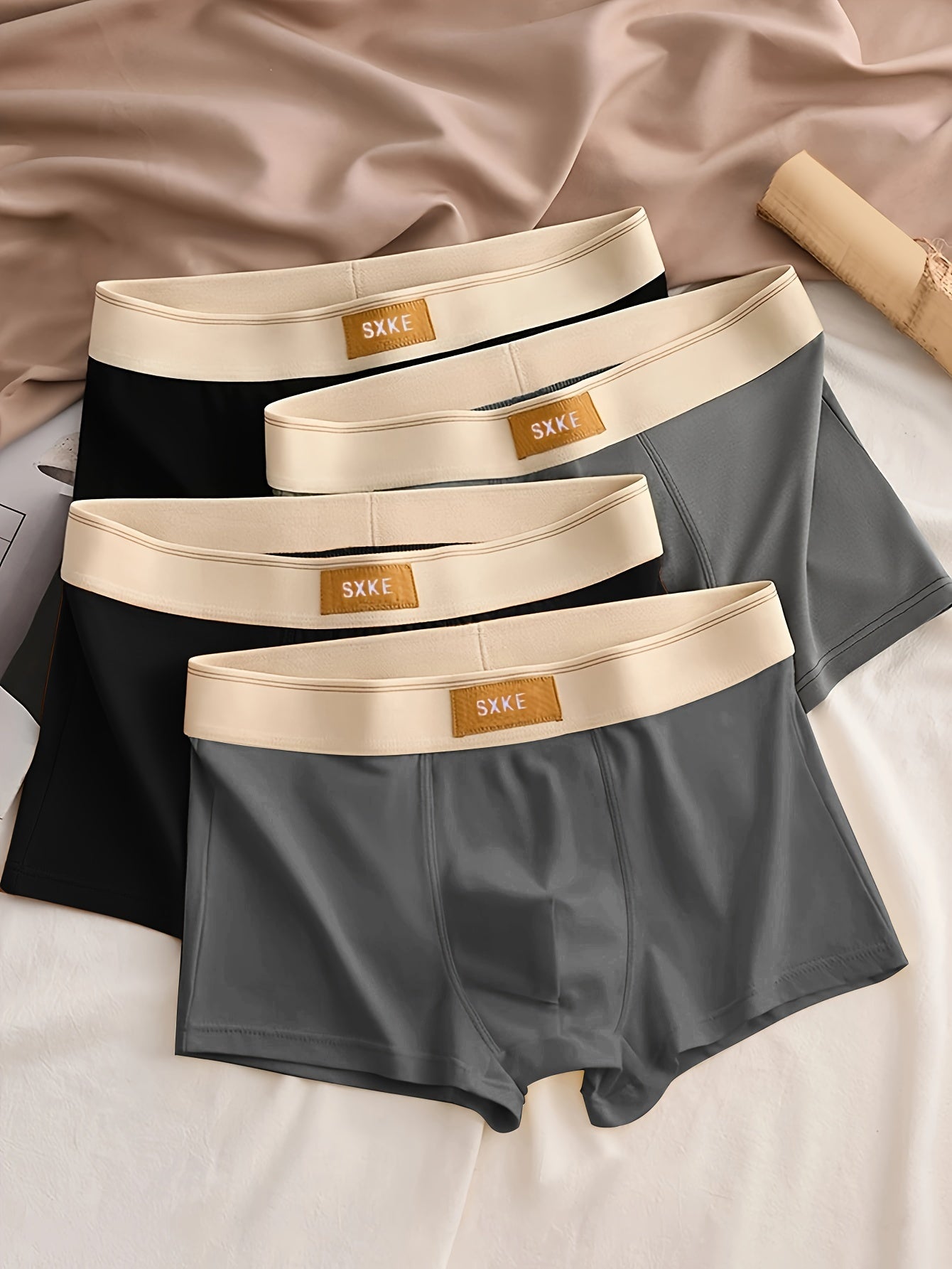 4 men's boxer briefs made of breathable cotton for comfort