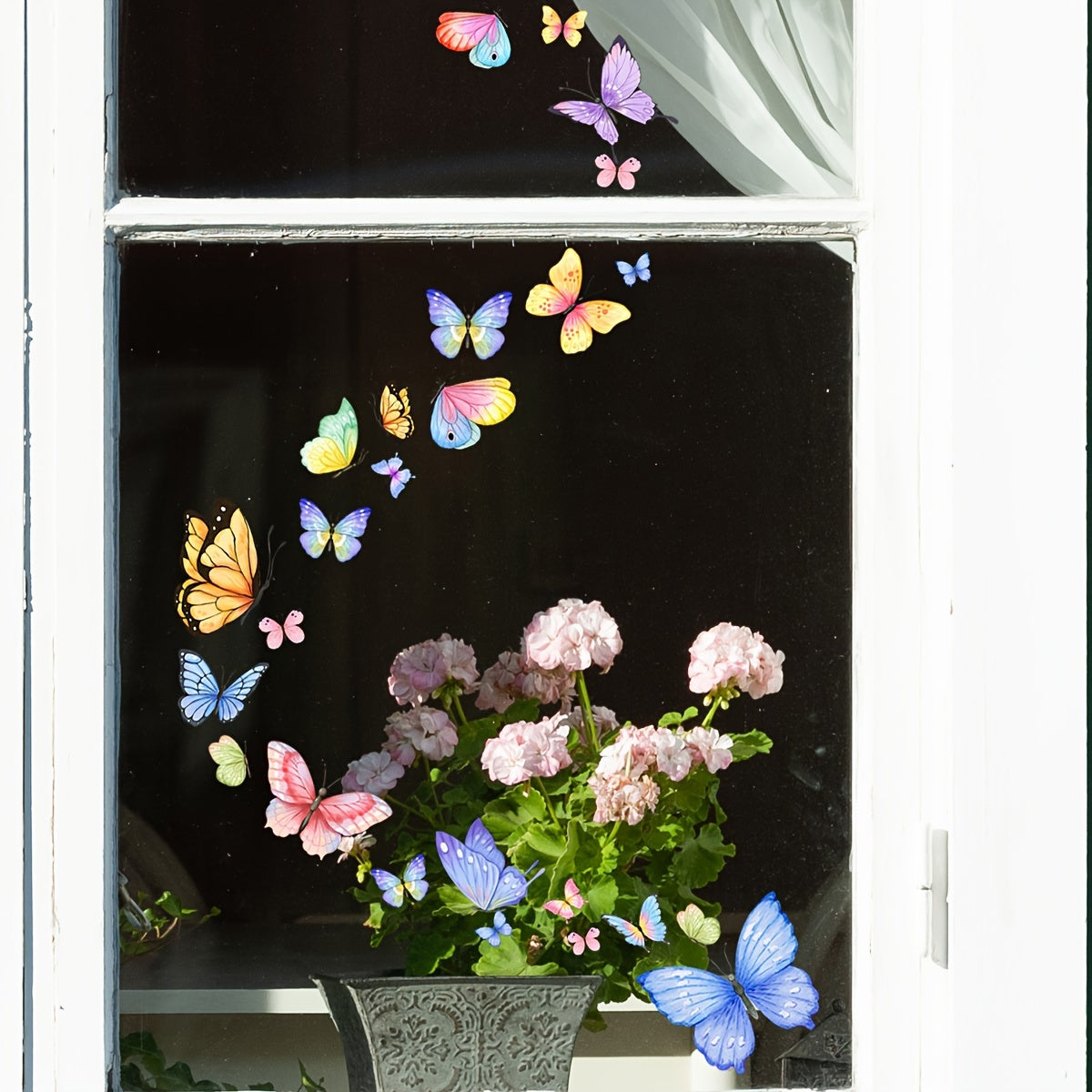 Vibrant Butterfly Window Stickers - 25cm x 15cm, 1 Sheet, Double-Sided, Reusable, 5mil Thick, Modern Design, Ideal for Glass and Tiles