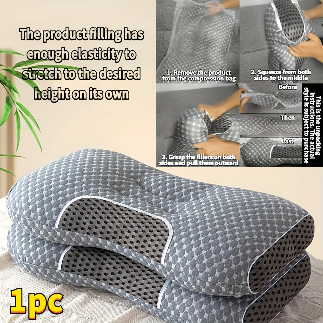 Knitted Thin Pillow with Cervical Neck Support, Sleep Massage Pillow Core, Moisture-Wicking Breathable Pillow Perfect for Home Decor in Living Room or Bedroom