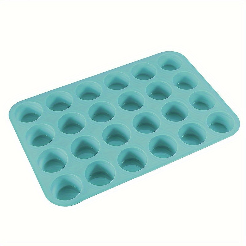 Silicone Baking Mold for Cupcakes & Desserts - 24-Cavity Round Shape, Suitable for Muffins, Jelly Puddings & Pastries, Long-lasting & Simple to Wash, Great for Home Baking, Silicone Bakeware Ideal for Home Baking