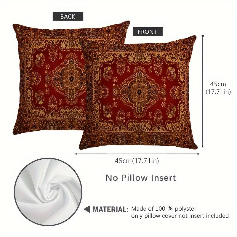 MEMNUN Bohemian Throw Pillow Cover 1pc, Double-Sided Decorative Cushion Case with Zipper Closure, Polyester, Machine Washable, 44.96x44.96 cm - No Insert