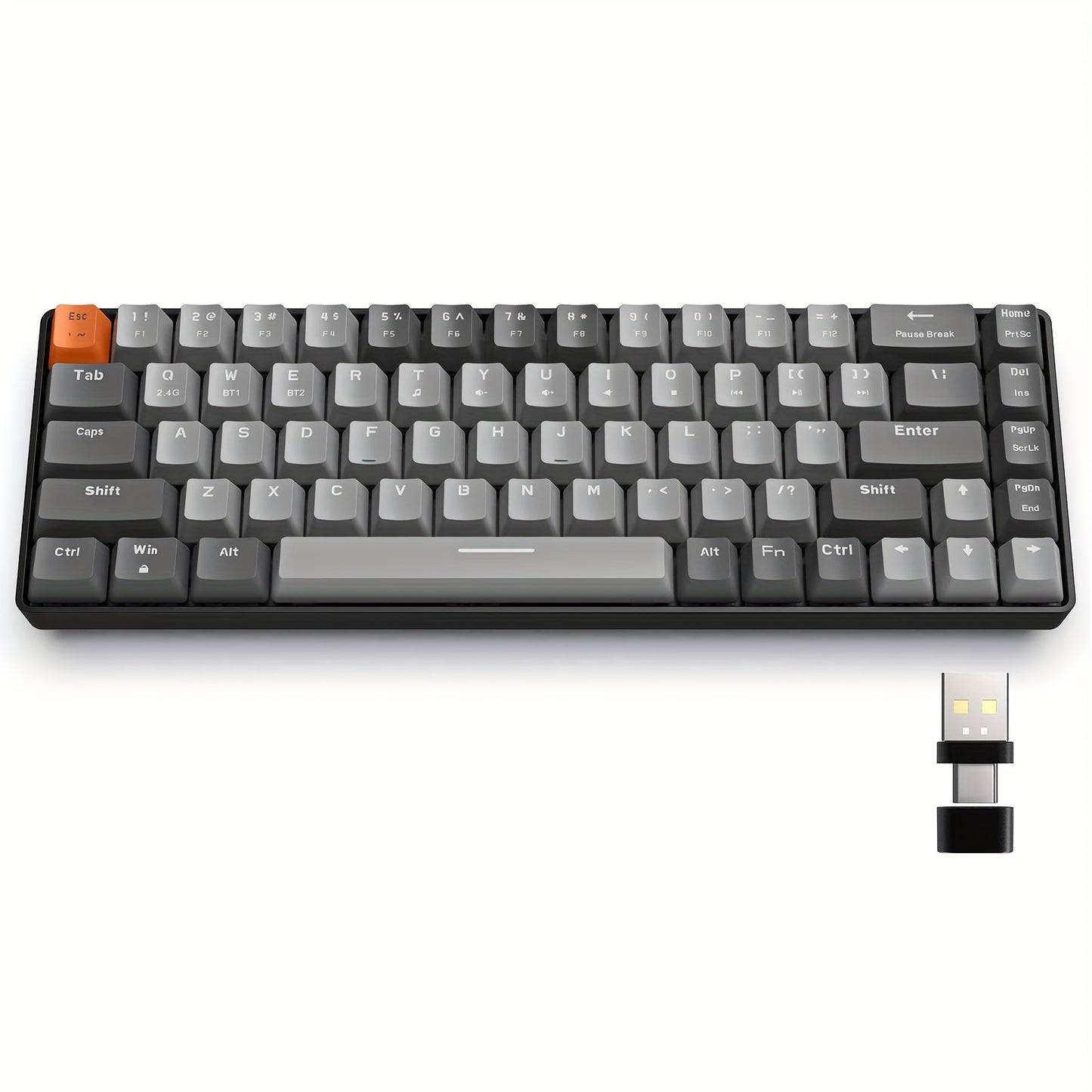 K68 Keyboard: 60% Wireless Mech., BT 5.0/2.4GHz, 2-in-1 Receiver, 68 Hot Swappable Keys, PC/Mac/Xbox/Smartphone