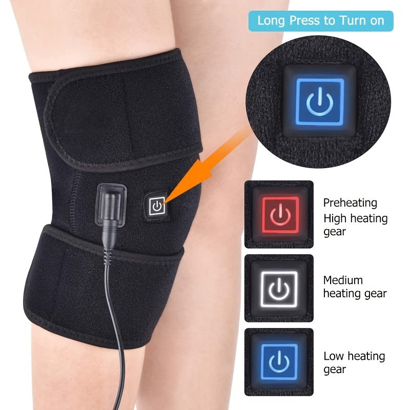 USB Heated Knee Pads with Adjustable Straps offer dual head massage and warmth, with 3 temperature control settings. Made of polyester fabric, no batteries required. Perfect gift for