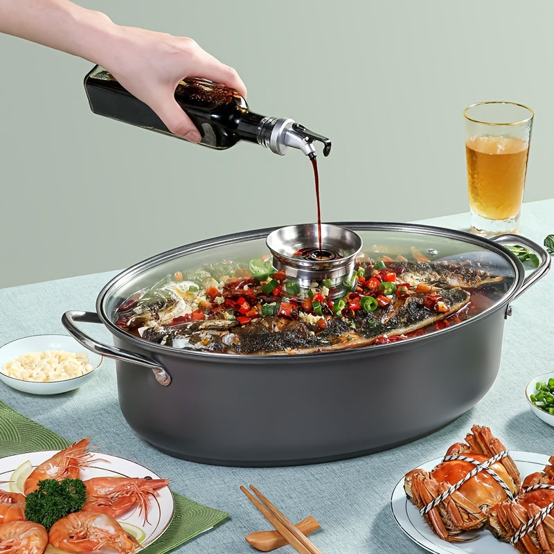 Multipurpose Large Steamer Pot with Non-Stick Coating - Ideal for Cooking Seafood, Fish & More - Works with Gas & Induction Stoves, Grill, and in Home Kitchens