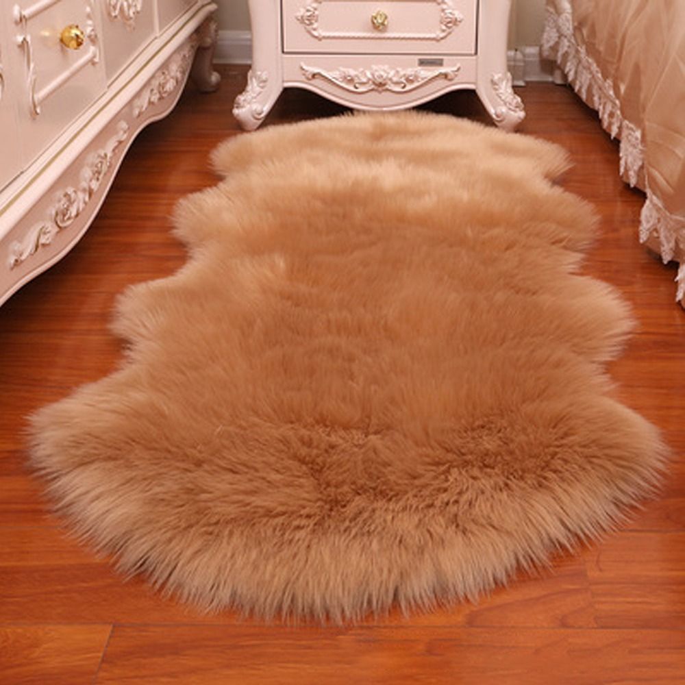 Artificial Sheepskin Long Hair Rugs - Soft Faux Fluffy Shaggy Carpets for Living Room and Bedroom, Non-Slip Home Decor Mats