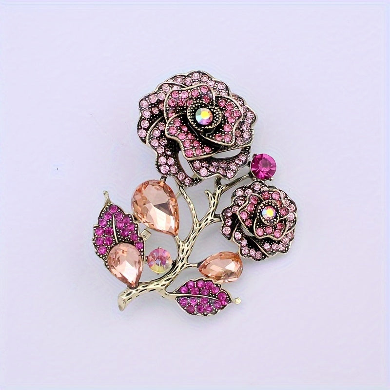 Exquisite Camellia Flower Brooch Set - Inspired by Vintage Elegance, Made with Luxurious Alloy, Ideal for Adding Charm to Sweaters & Coats, Perfect for Parties & Dinners