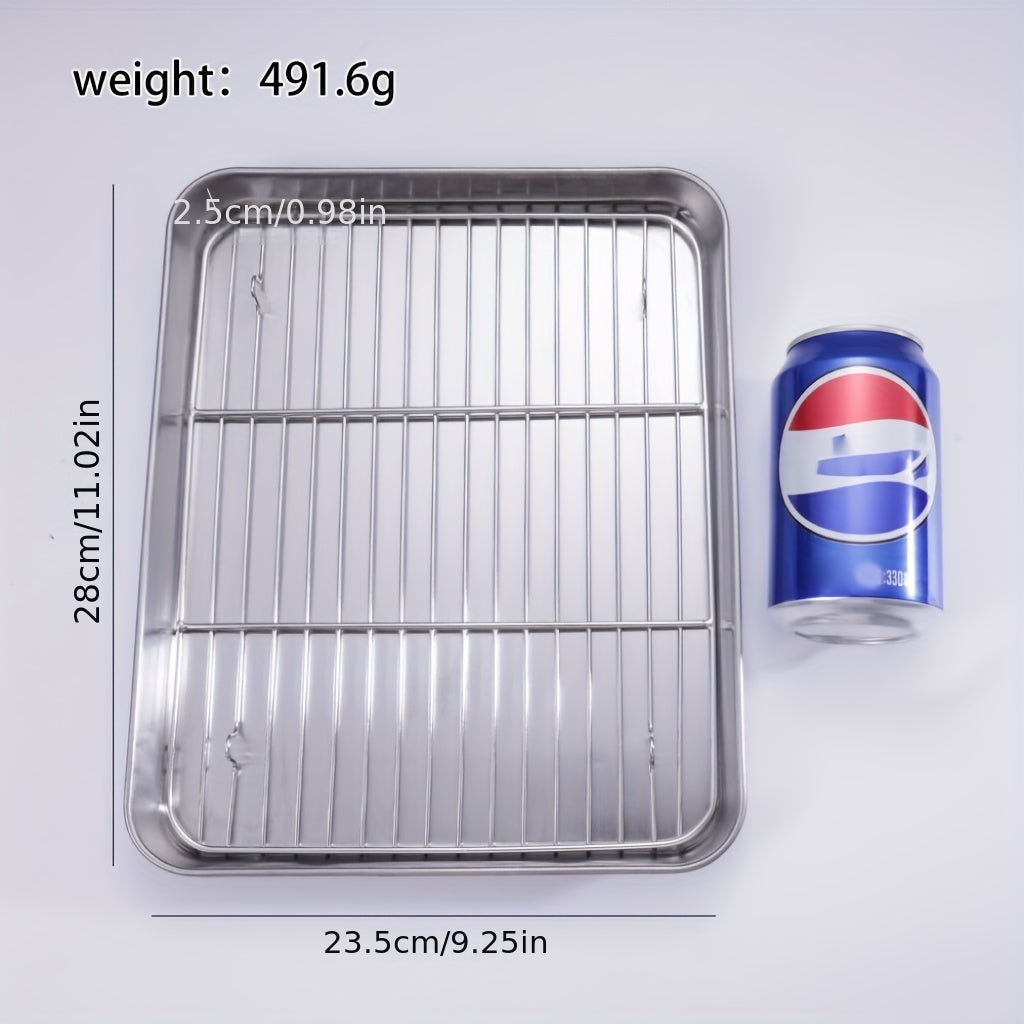 Stainless Steel Baking Sheet Set with Cooling Rack - Ideal for Grilling Meat and Chicken - Available in 3 Sizes