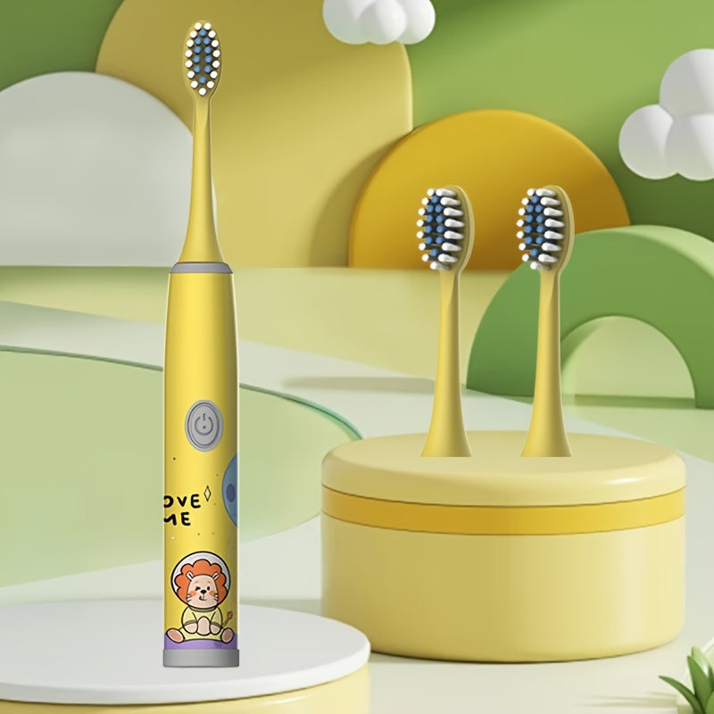 Kids Space Series Electric Toothbrush TKM-3-D for ages 3-15 features 5 modes, long battery life, gentle bristles, and a smart timer. Battery operated (battery not included).