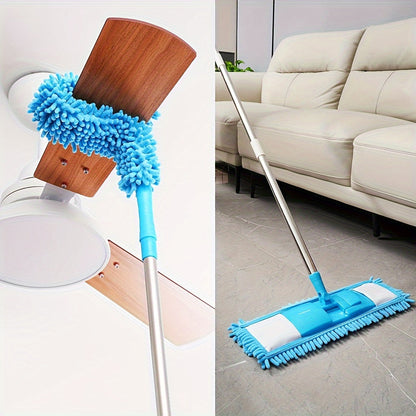 1 set of versatile cleaning kit with extended mop, detachable duster, dust brush, and various cleaning tools for household cleaning needs.