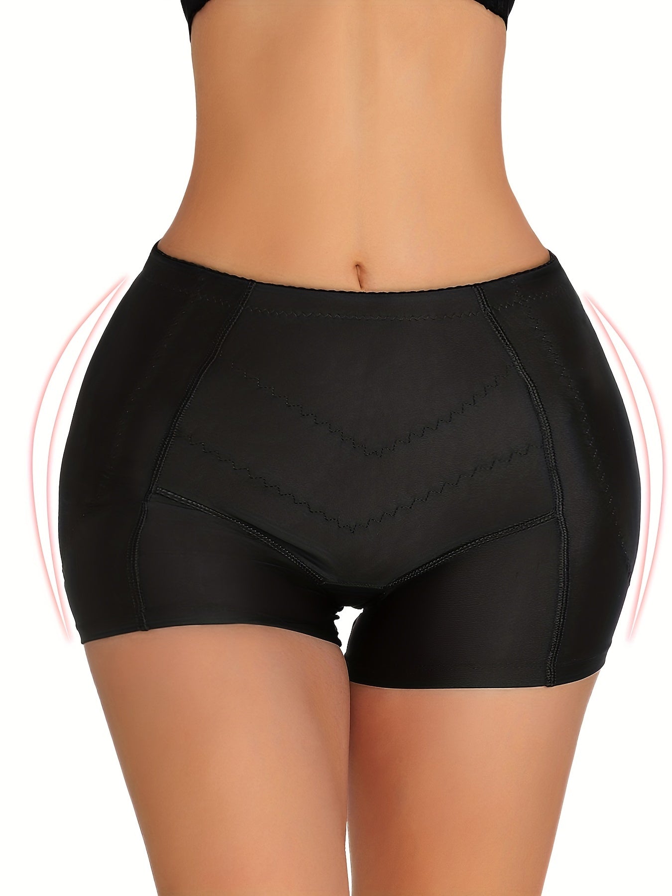 Brown shaping shorts for women with tummy control, butt lifting, and padded enhancer. Made from textured polyester/spandex blend, hand washable. Slimming underwear.