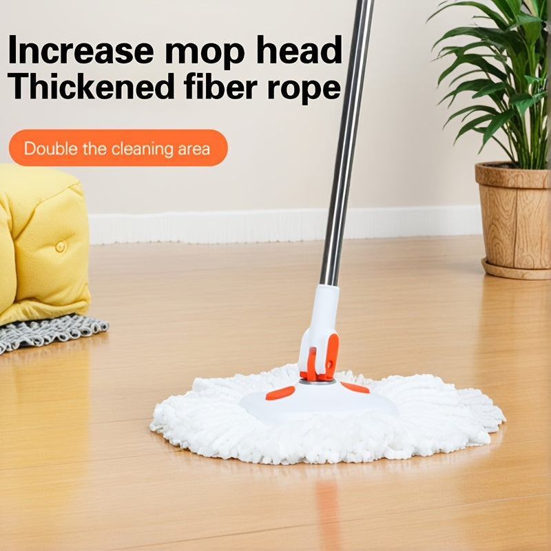 Stainless Steel and PP 360-Degree Rotating Mop and Bucket Set for Hands-Free Cleaning. Can be Used for Dry or Wet Cleaning in Bedroom, Bathroom, Kitchen, or Living Room. Easy to Change Head and Efficient Water Draining.