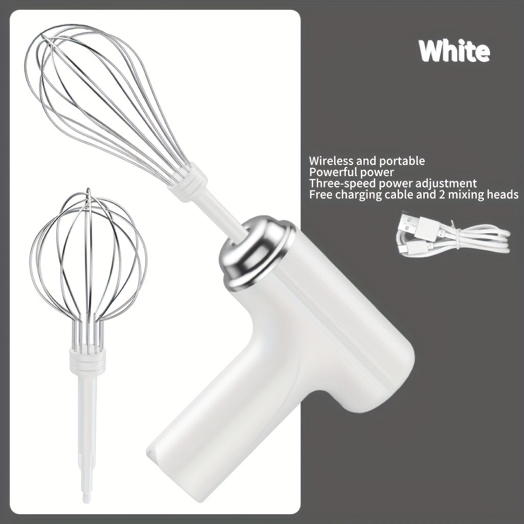 1pc HOTU Handheld Electric Eggbeater & Whisk - USB Rechargeable, Cordless, Lightweight Hand Mixer for Baking - Ideal for Home Bakers & Professionals