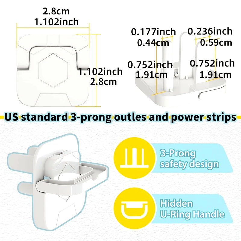 Baby proofing plug covers with hidden pull handle - set of 30. Features 3-prong child safety socket covers to protect electrical outlets and keep kids safe. Outlet protectors with kid-proof cap design.