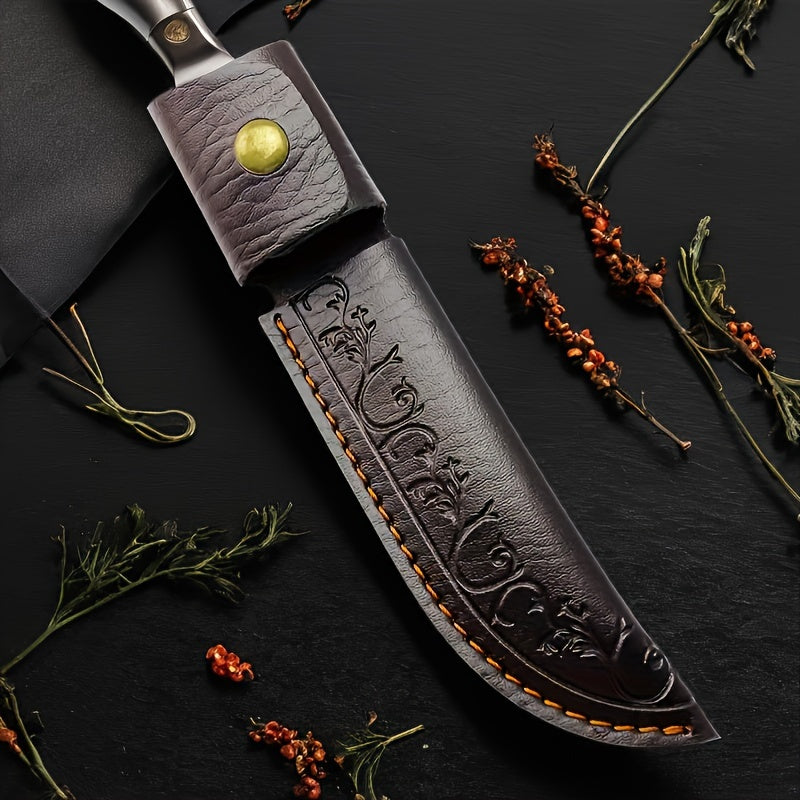 Sophisticated Knife Holder in Faux Leather with Stylish Stitching - Perfect for Outdoor Activities such as Hunting, Camping, and Hiking - Ideal Christmas Gift, Knife Sold Separately