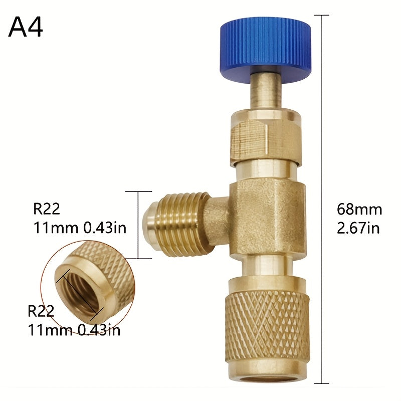 Адаптер предохранительного клапана для хладагента, 1/4&quot; предохранительный клапан для жидкости для кондиционирования воздуха R410A R22, ручное управление без необходимости в электричестве