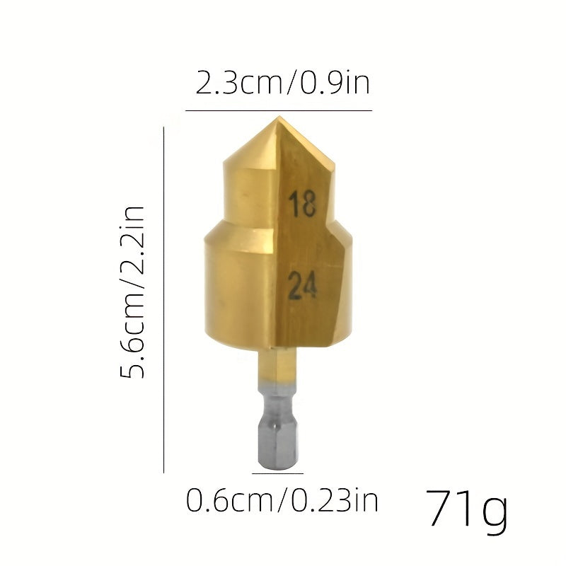 Set of 3 high-speed steel step drill bits with 20/25/32mm sizes and hex shank for reaming water pipes and opening holes.