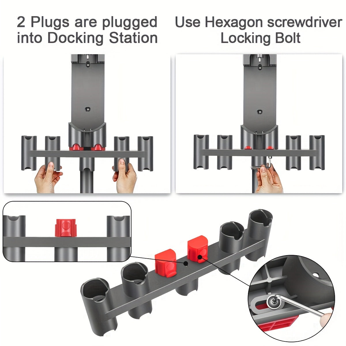 Durable Plastic Wall Mount Organizer for V7, V8, V10, V11, V15 Vacuum Cleaner Attachments - No-Drill Storage Rack and Accessory Holder