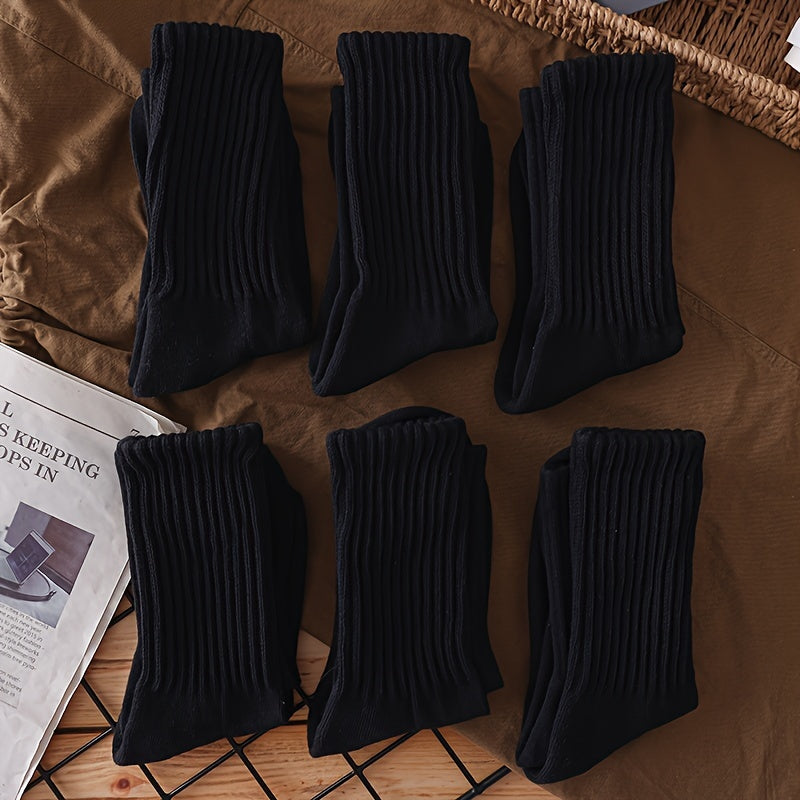 6 Pairs Men's Breathable Crew Socks for Winter & Autumn