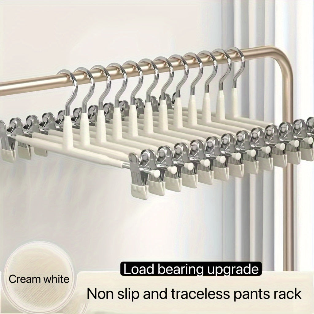 10 Premium Stainless Steel Pants Hangers with Adjustable Clips - No-Slip, Heavy-Duty Racks for Retail Display and Home Use