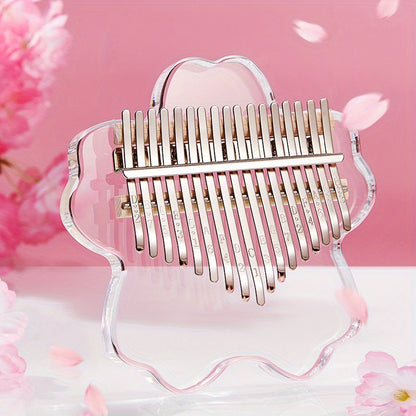 MINGYQOU Sakura Crystal Kalimba - Transparent Cherry Blossom Thumb Piano with 17 or 21 Keys, Acrylic Body, Case Included.