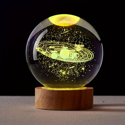 3D solar system night light with crystal glass ball, perfect astronomy gift for astronomy lovers. Can be used as a bedside Christmas gift for boyfriends and girlfriends.