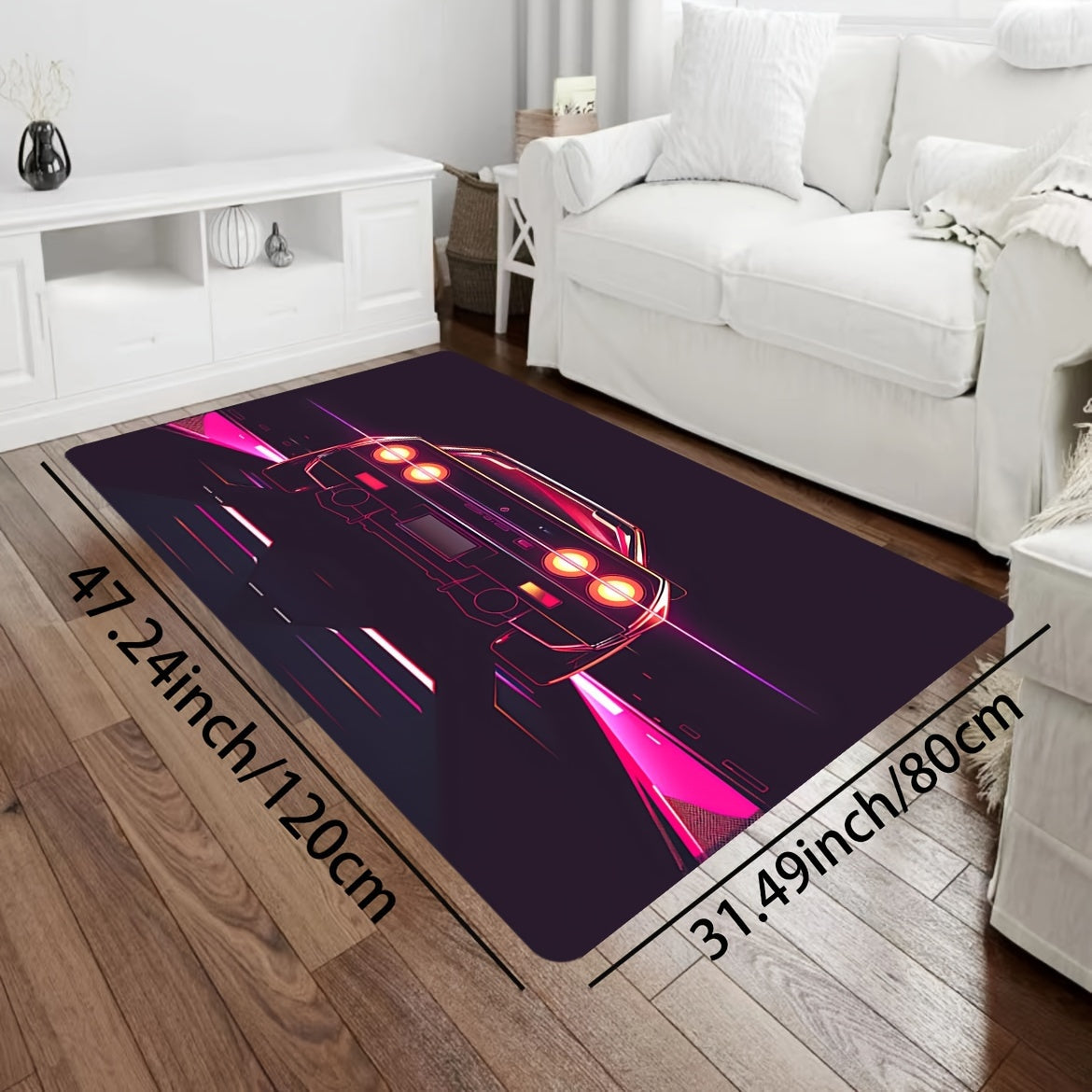 Stylish Sports Car Design Doormat, Made with 8mm Thick Soft Polyester Material, Easy to Clean in the Washing Machine, Rectangular Indoor Rug Perfect for Living Room, Bedroom, Kitchen, Entryway - Features Non-Slip Backing for Safety and a Decorative Touch