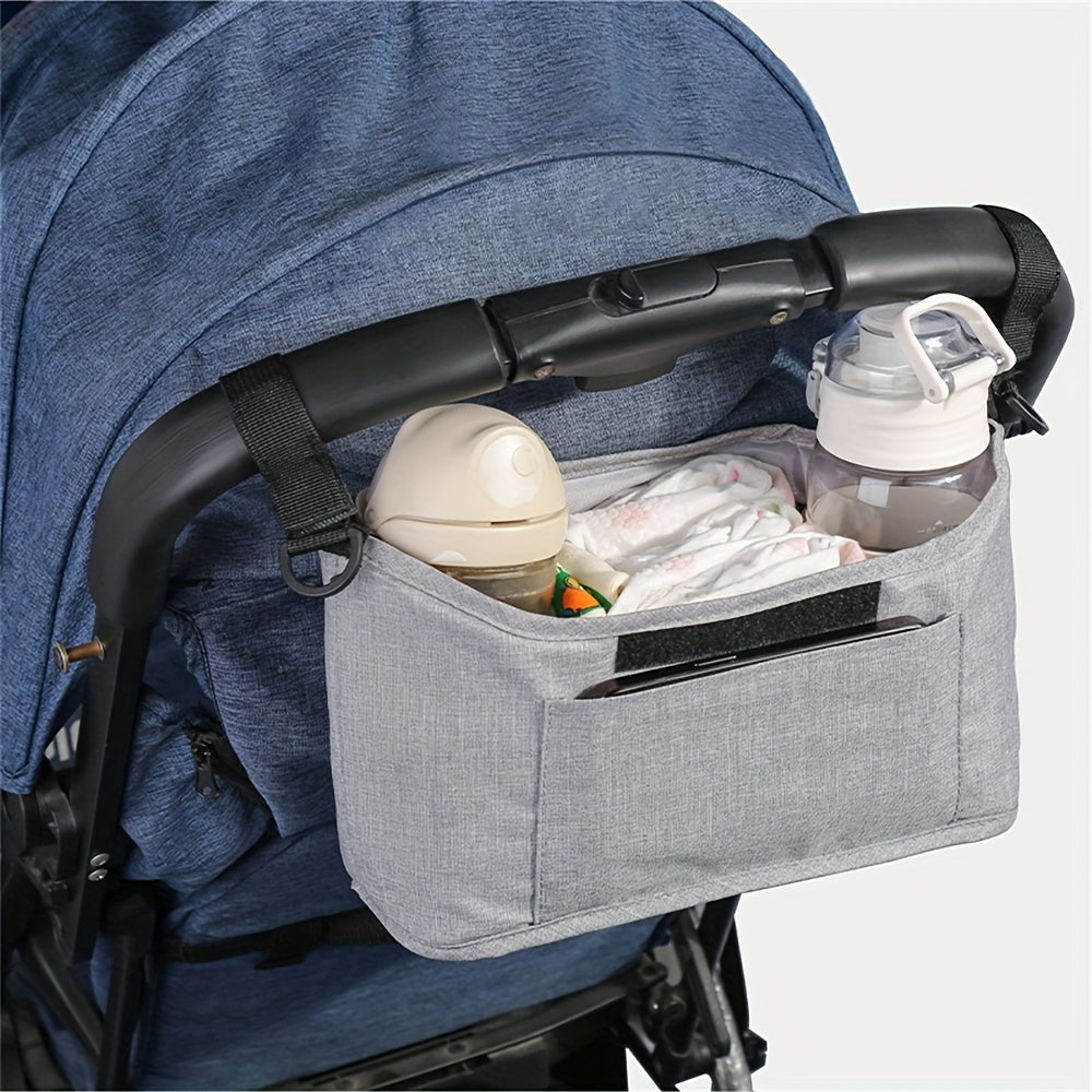 Sturdy Monochrome Stroller Hanging Bag with Multifunctional Large Storage Capacity, Hangable on Cart