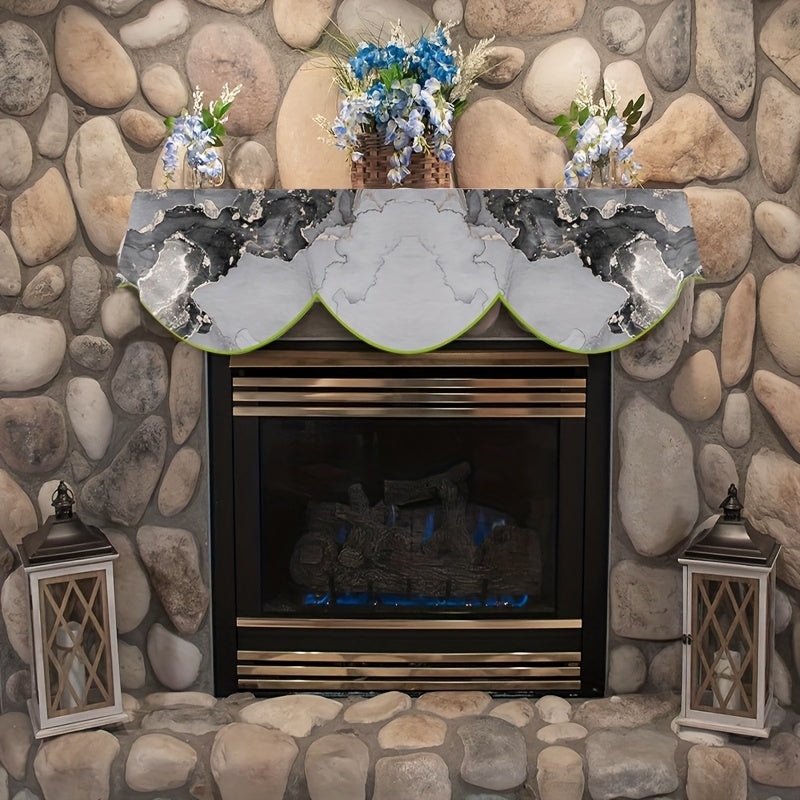 The Geometric Pattern Fireplace Mantle Scarf is a versatile decorative piece that can be used as a cape, flag, or table runner for the winter holidays. Made of polyester, this scarf does not require any power and is perfect for adding a festive touch to